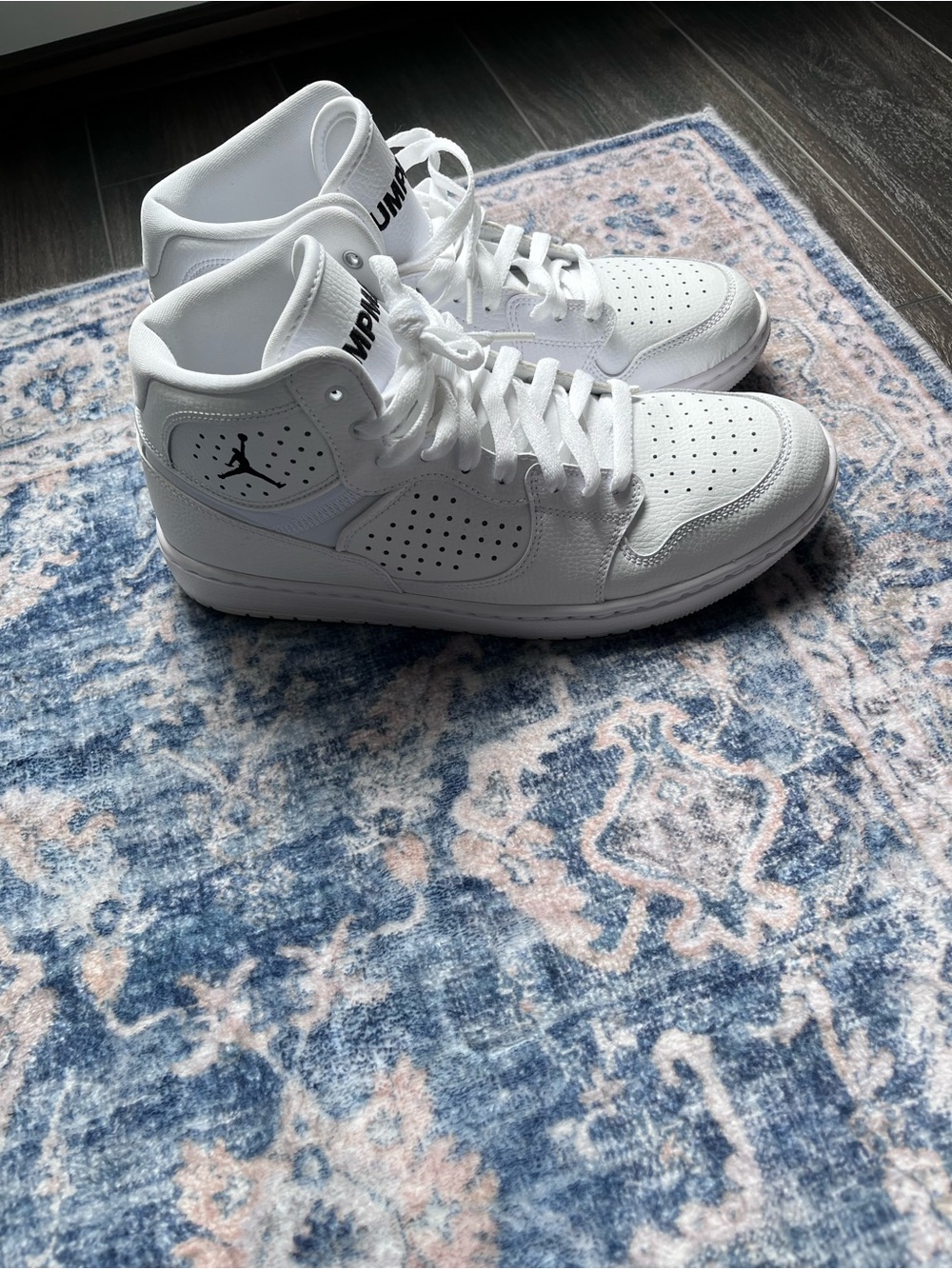Jordan White High-Top Sneakers with Black Jumpman - Picture 5 of 6